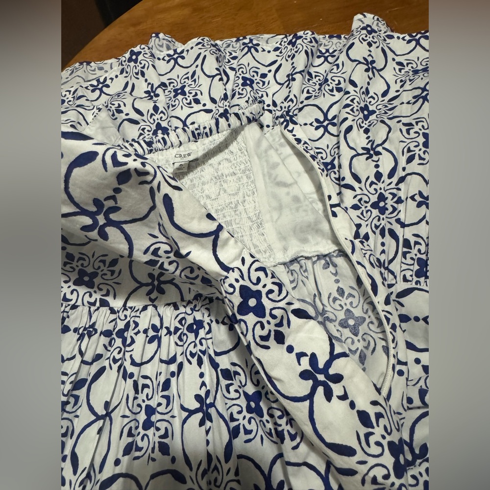 J. Crew factory blue and white Poplin corset midi dress Size 6 - Picture 7 of 14